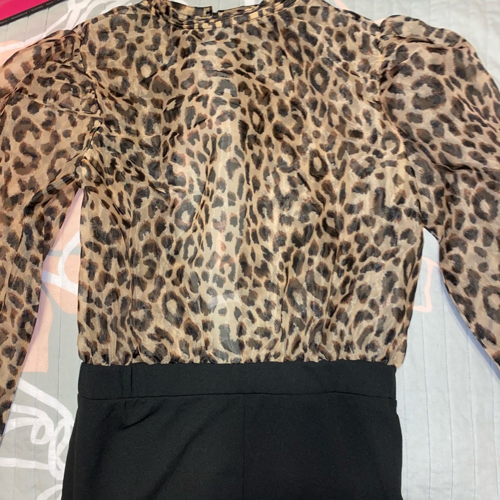 NWOT. leopard and black romper.
